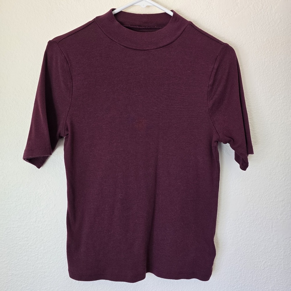 Gap Women's Medium Mock Neck Top Stretch Rib Knit Cotton Modal Basic Neutral
